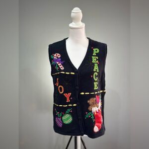SALE! Black Vintage Ugly Christmas Vest Size L EUC